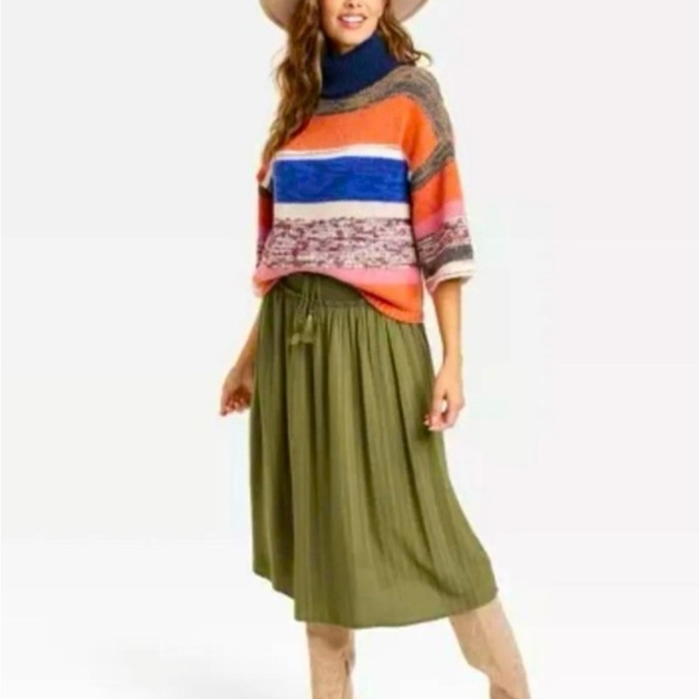 NWT, Knox Rose Cozy Colorful Striped Knit Turtleneck Sweater, Sz XS - Picture 3 of 16